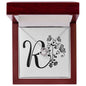 Botanical Monogram R - Love Knot Necklace With Mahogany Style Luxury Box