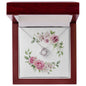 Watercolor Pink Floral Frame 2 - Love Knot Necklace With Mahogany Style Luxury Box