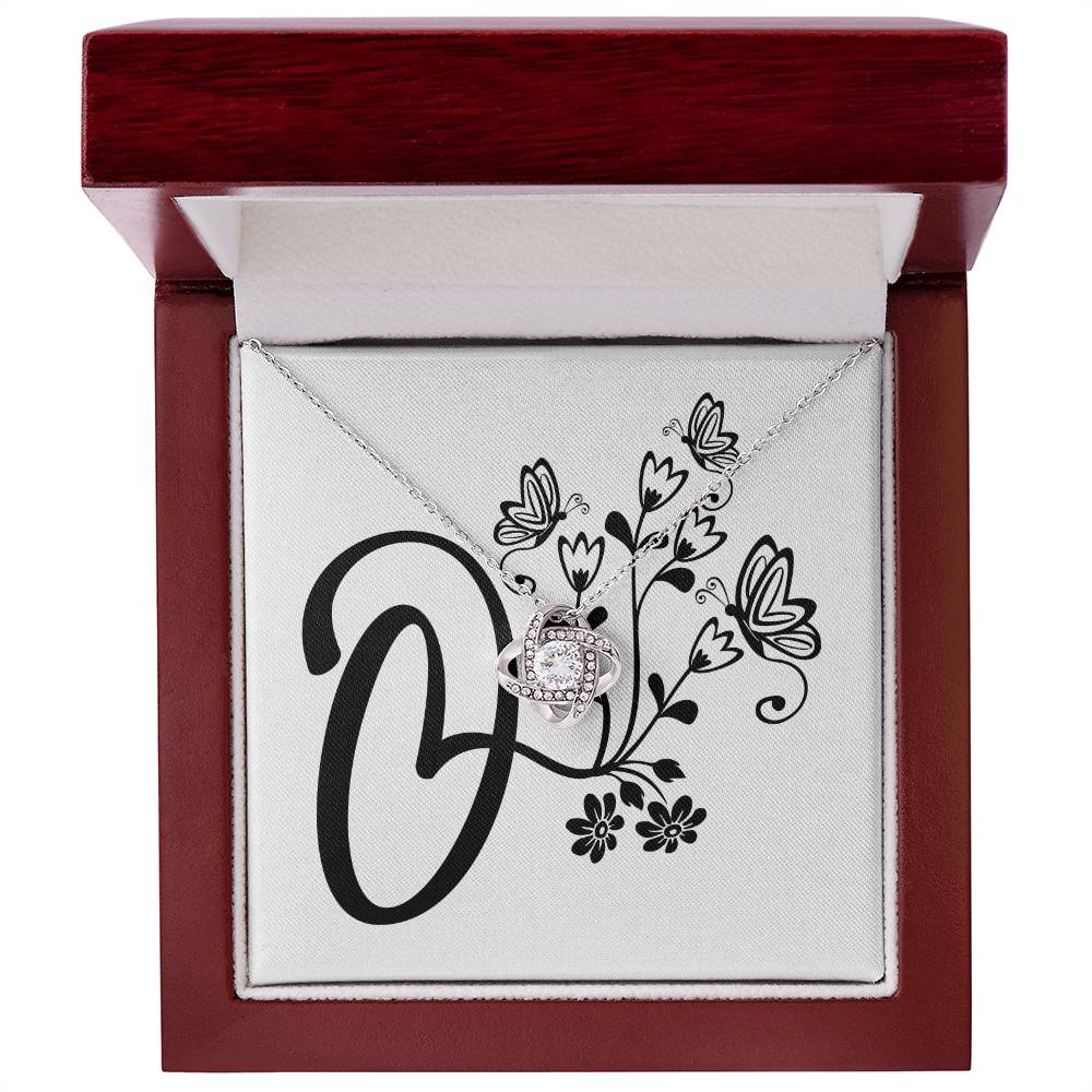 Botanical Monogram O - Love Knot Necklace With Mahogany Style Luxury Box