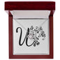 Botanical Monogram U - Love Knot Necklace With Mahogany Style Luxury Box