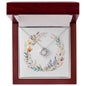 Boho Flowers Wreath Watercolor 16 - Love Knot Necklace With Mahogany Style Luxury Box