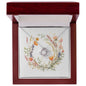 Boho Flowers Wreath Watercolor 09 - Love Knot Necklace With Mahogany Style Luxury Box