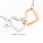 Watercolor Pink Floral Frame 2 - Interlocking Hearts Necklace With Mahogany Style Luxury Box