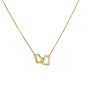 Boho Flowers Wreath Watercolor 07 - 18K Yellow Gold Finish Interlocking Hearts Necklace With Mahogany Style Luxury Box