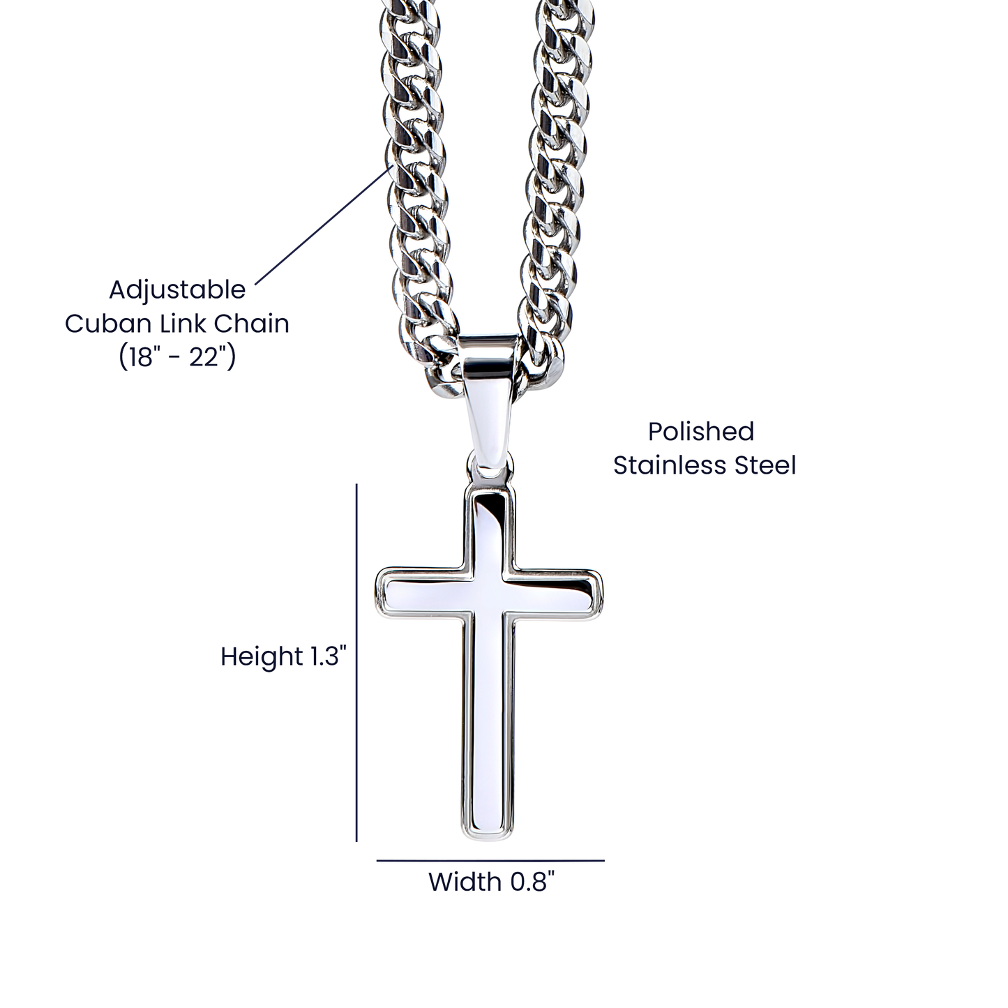 Muscle Car 09 - Stainless Steel Cuban Link Chain Cross Necklace