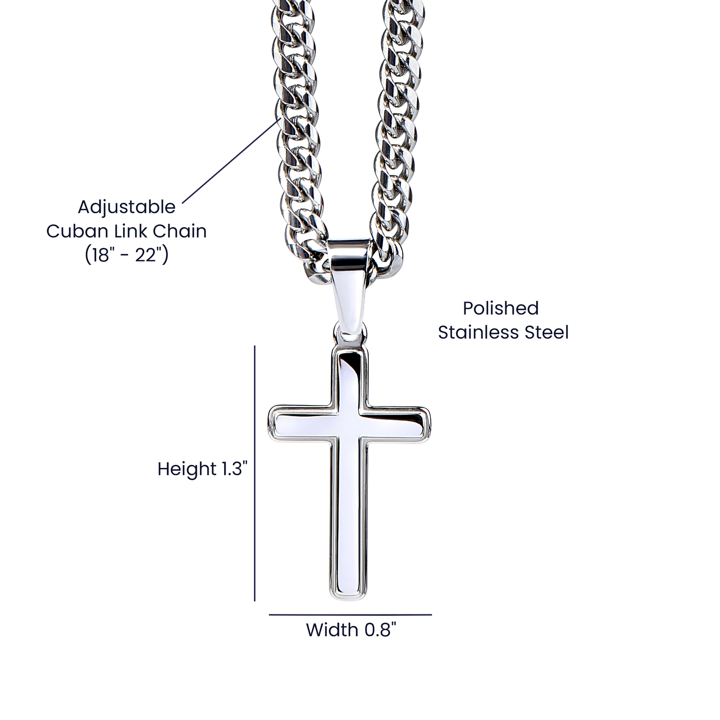 Best Father Since 1961 - Stainless Steel Cuban Link Chain Cross Necklace With Mahogany Style Luxury Box