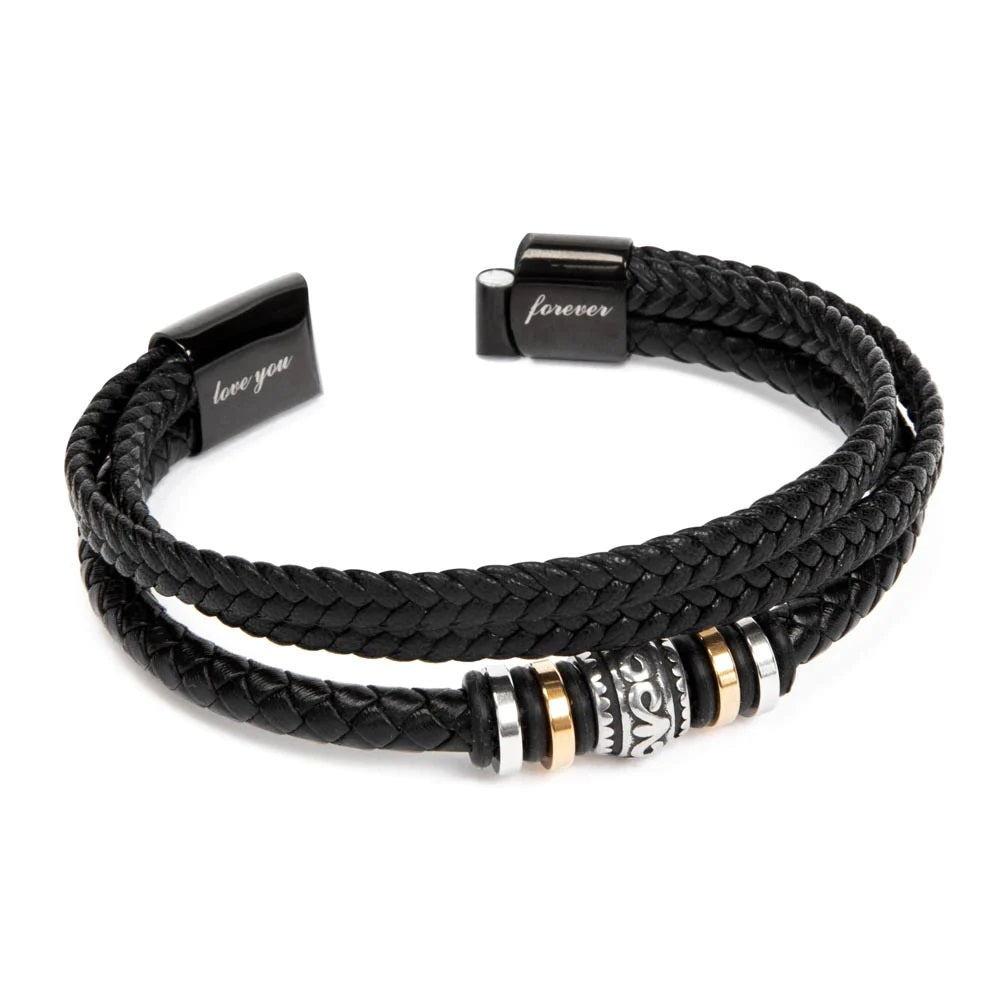 You Are Always In My Heart v2 - Men's "Love You Forever" Bracelet With Mahogany Style Luxury Box