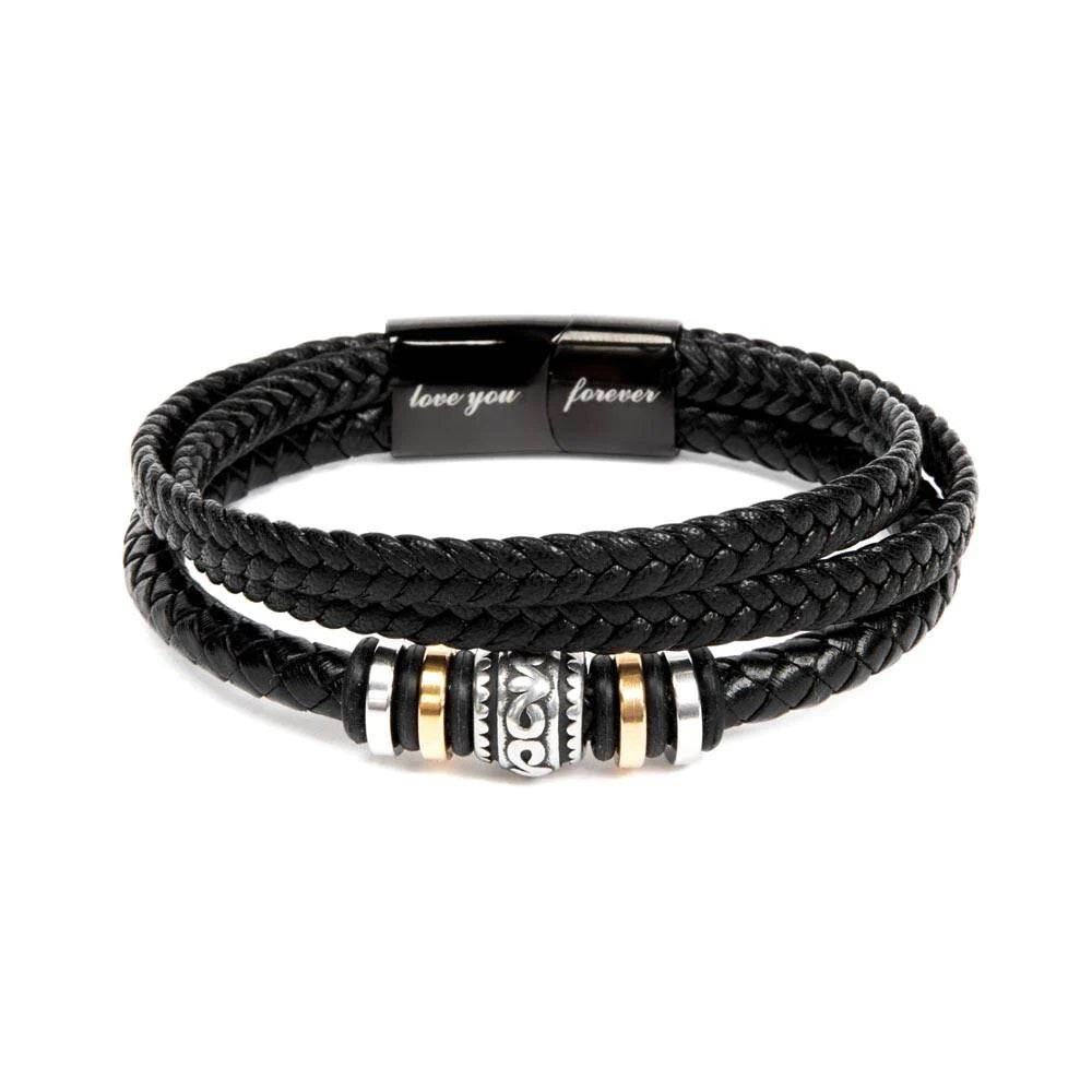 You Are My Heartbeat v2 - Men's "Love You Forever" Bracelet With Mahogany Style Luxury Box