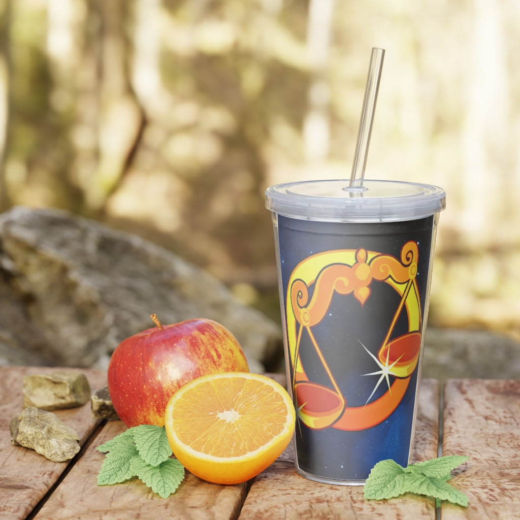 Zodiac Sign Libra - 20oz Plastic Tumbler with Straw