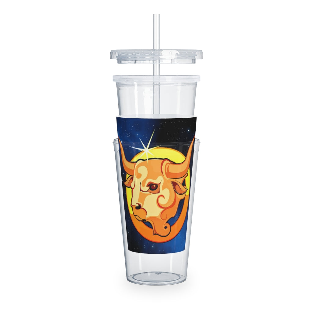 Zodiac Sign Taurus - 20oz Plastic Tumbler with Straw