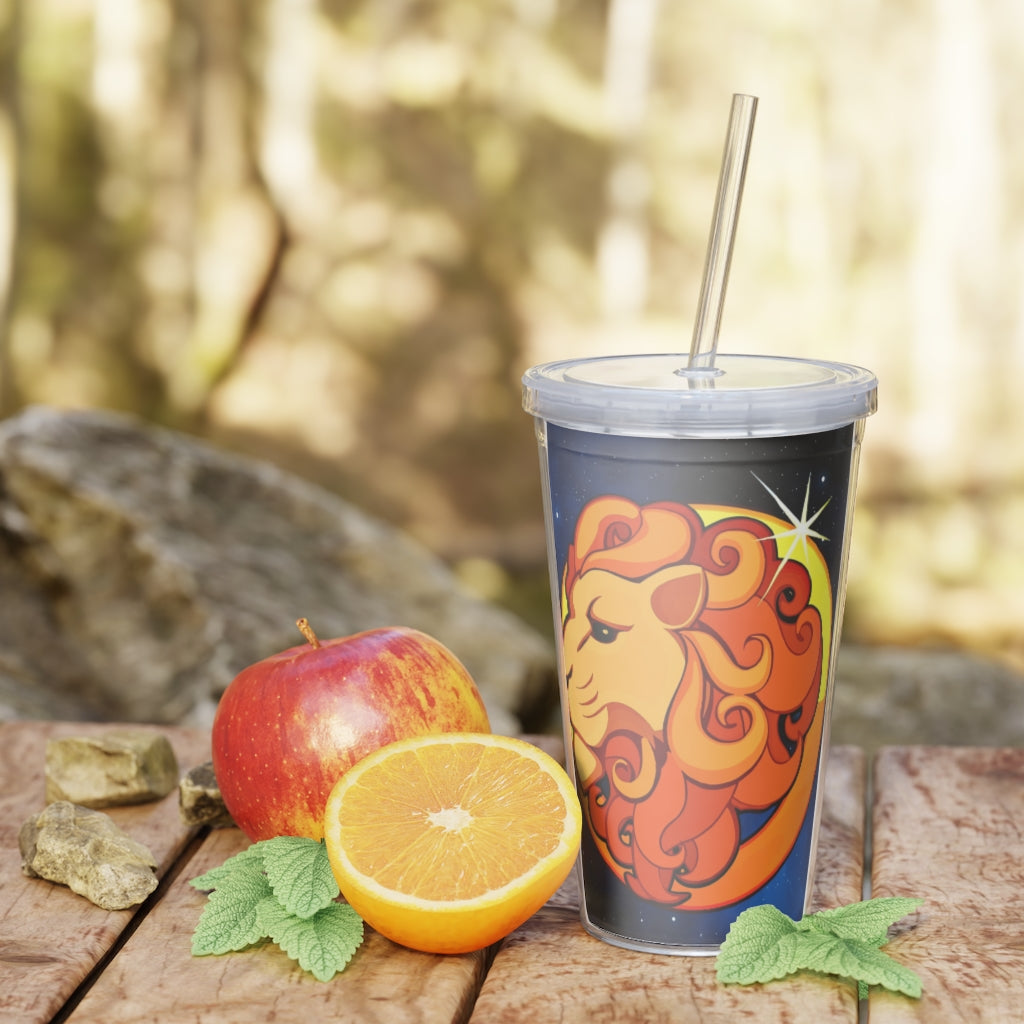 Zodiac Sign Leo - 20oz Plastic Tumbler with Straw