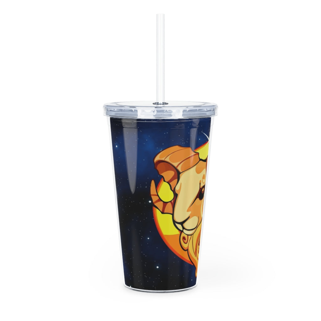 Zodiac Sign Aries - 20oz Plastic Tumbler with Straw