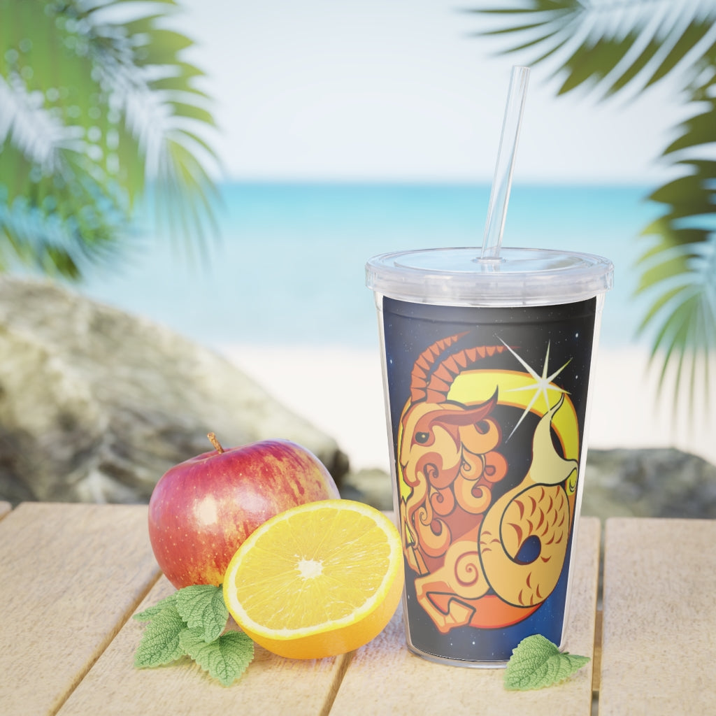 Zodiac Sign Capricorn - 20oz Plastic Tumbler with Straw