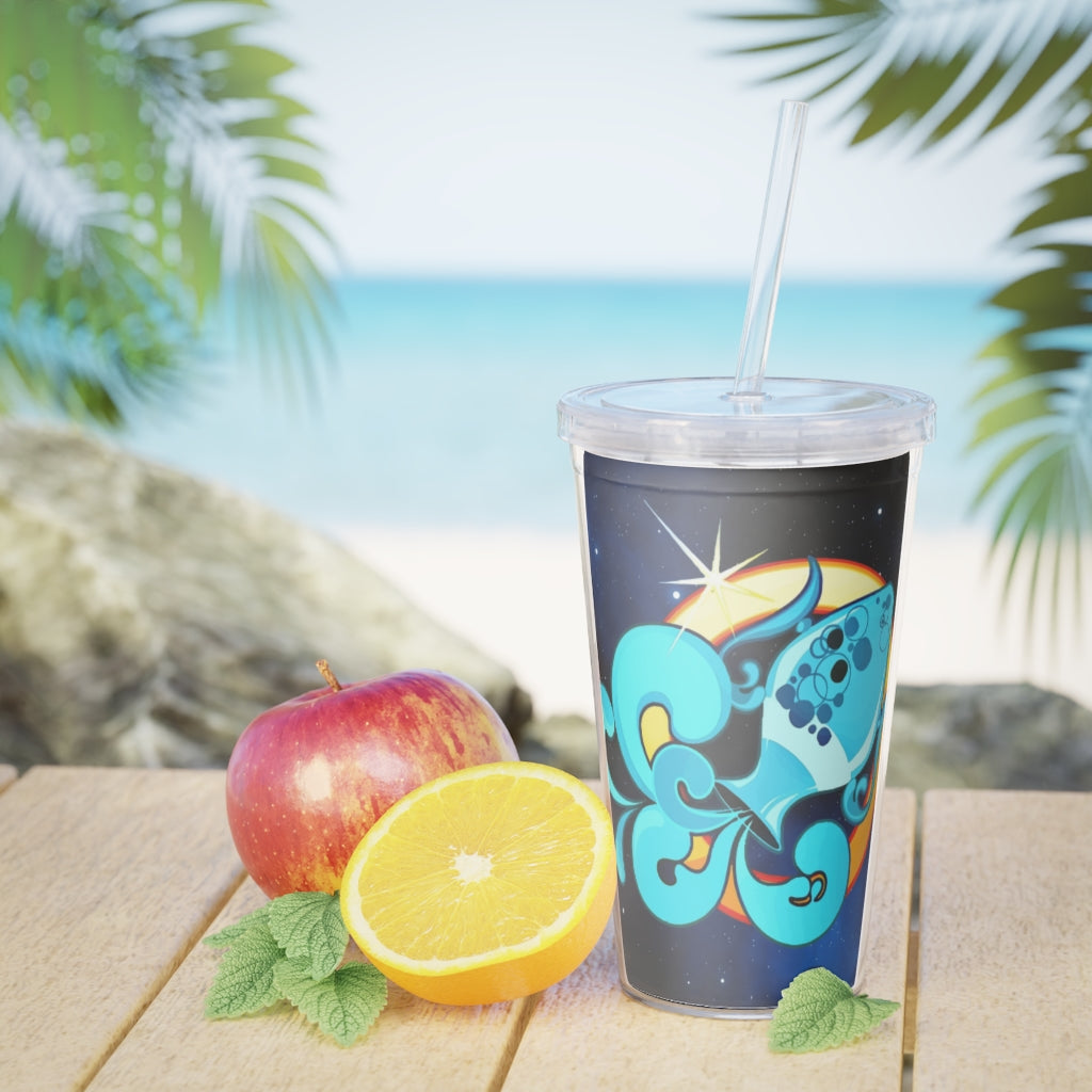 Zodiac Sign Aquarius - 20oz Plastic Tumbler with Straw