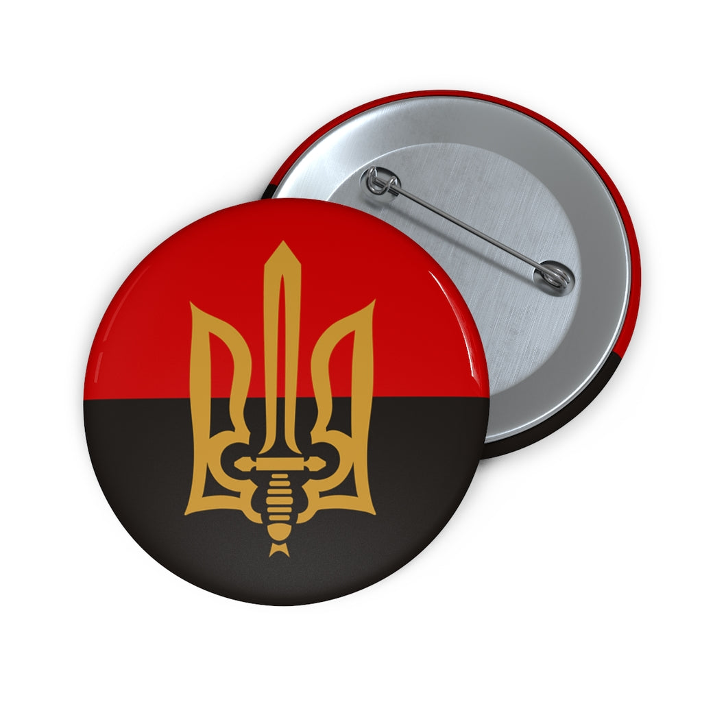 Stylized Tryzub And Red-Black Flag - 2.25" Pin Button