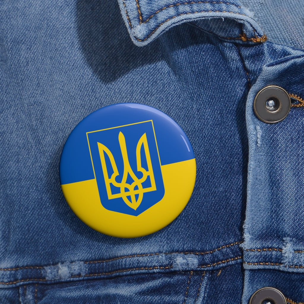 Tryzub And Flag Of Ukraine - 2.25" Pin Button