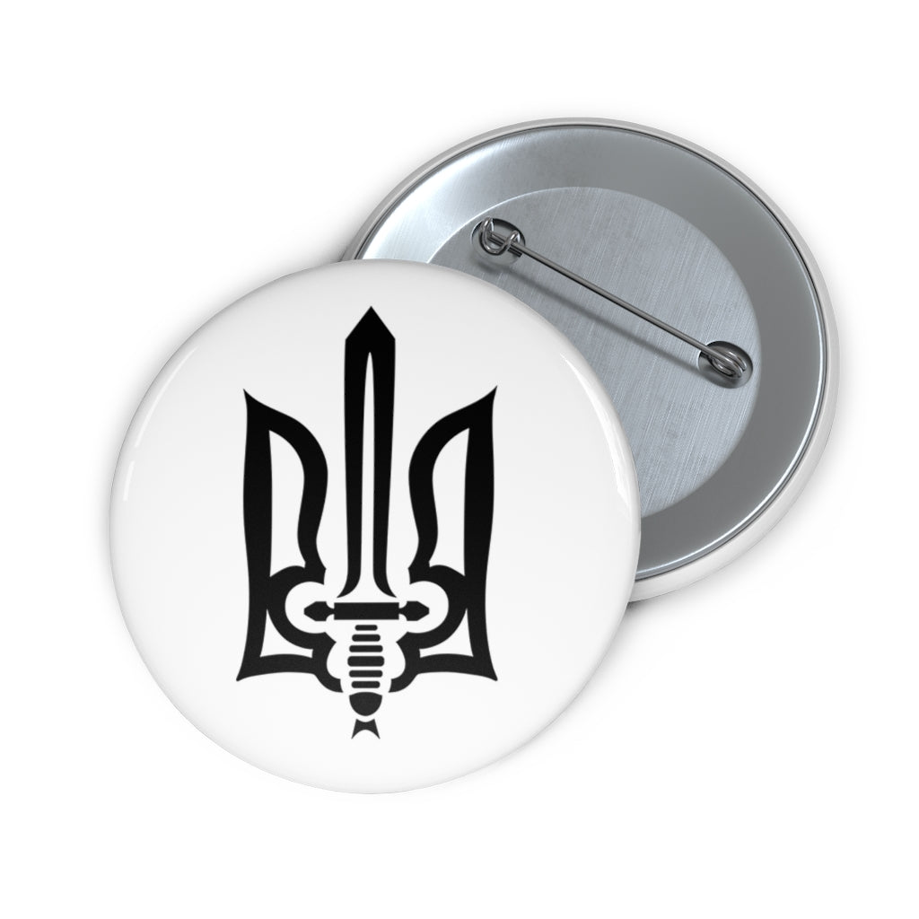 Stylized Tryzub (Black) - 2.25" Pin Button