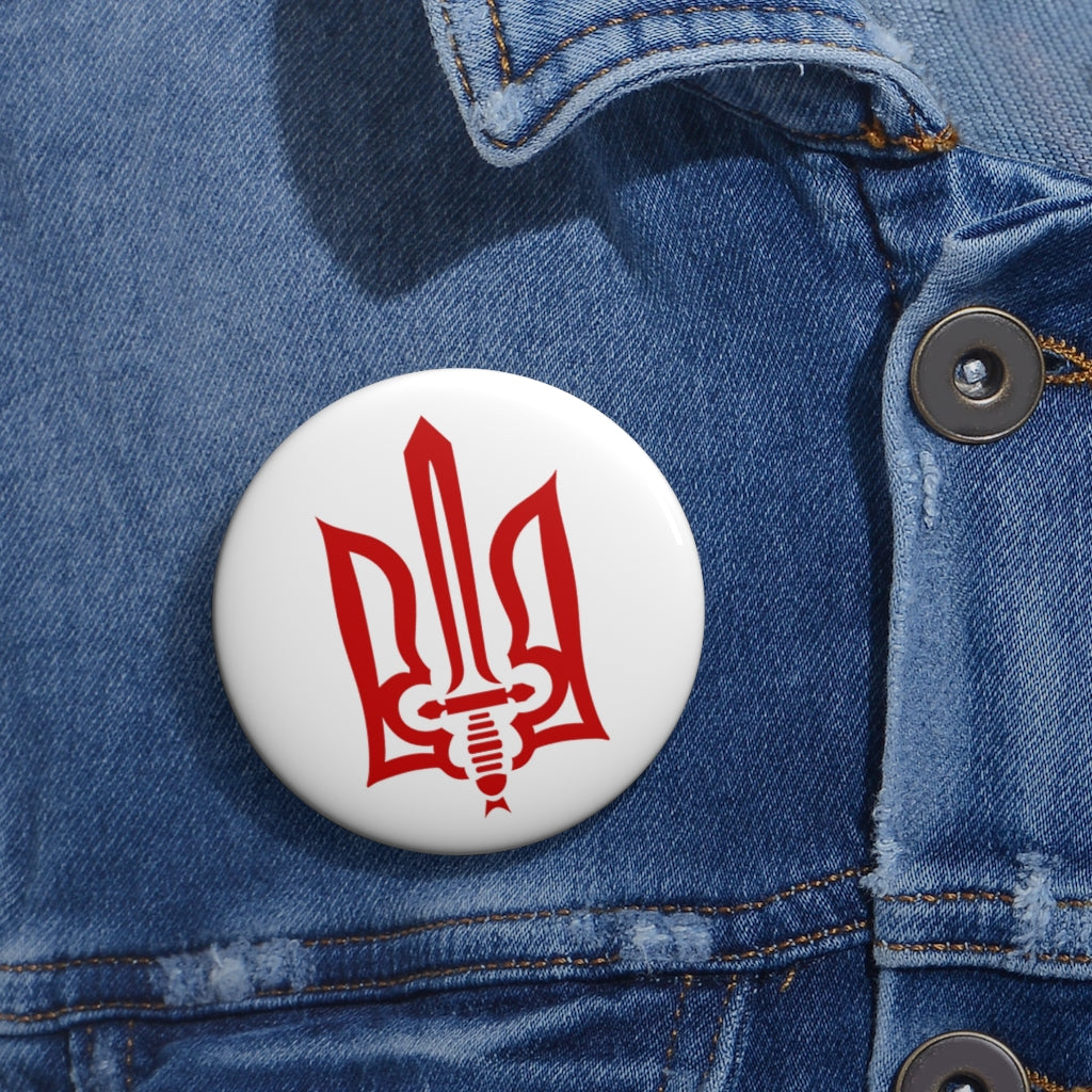 Stylized Tryzub (Red) - 2.25" Pin Button