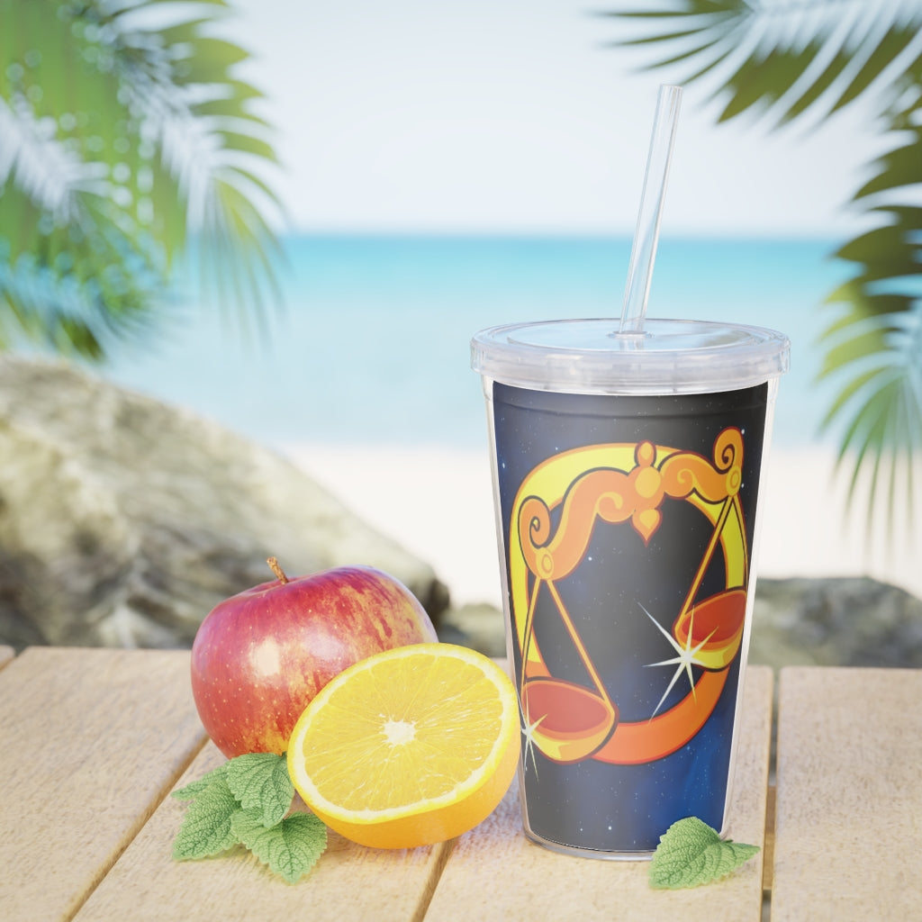Zodiac Sign Libra - 20oz Plastic Tumbler with Straw