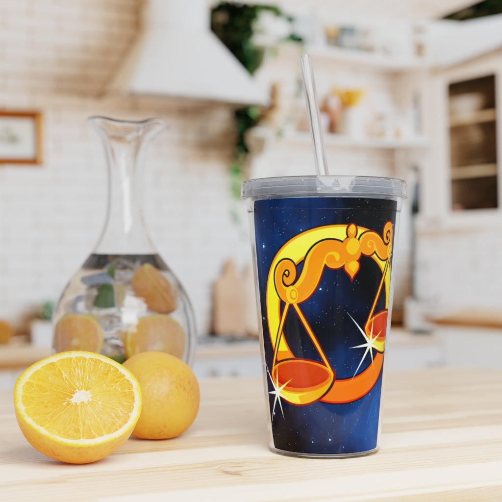 Zodiac Sign Libra - 20oz Plastic Tumbler with Straw