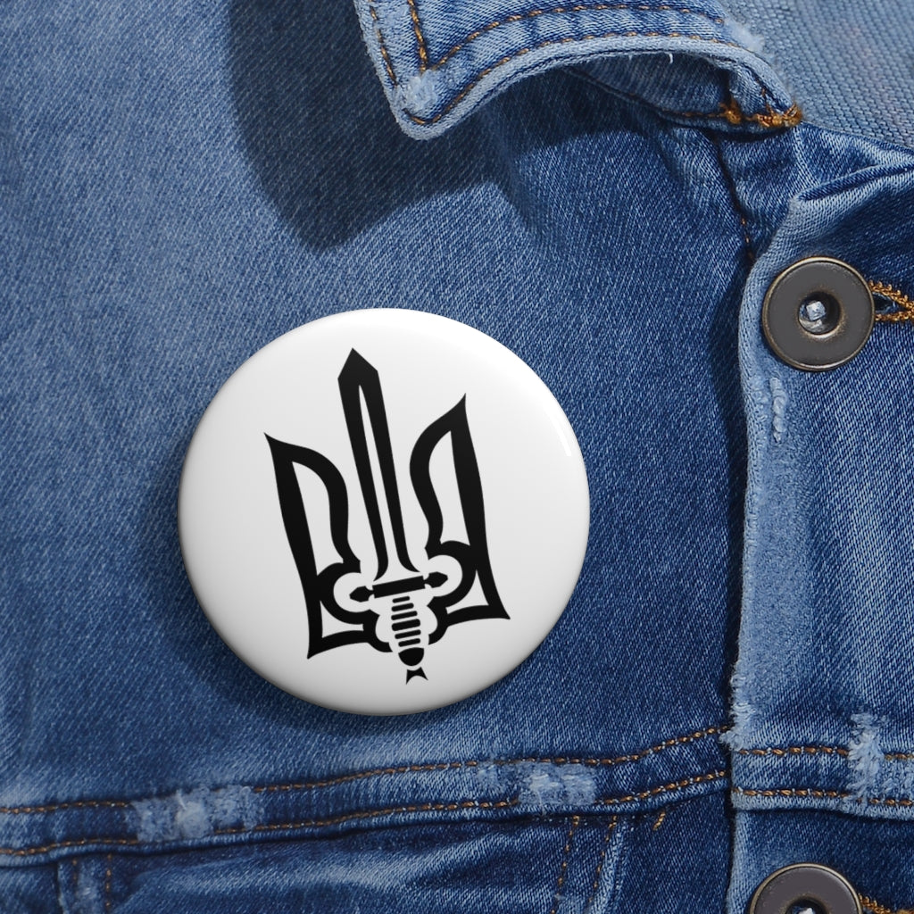 Stylized Tryzub (Black) - 2.25" Pin Button