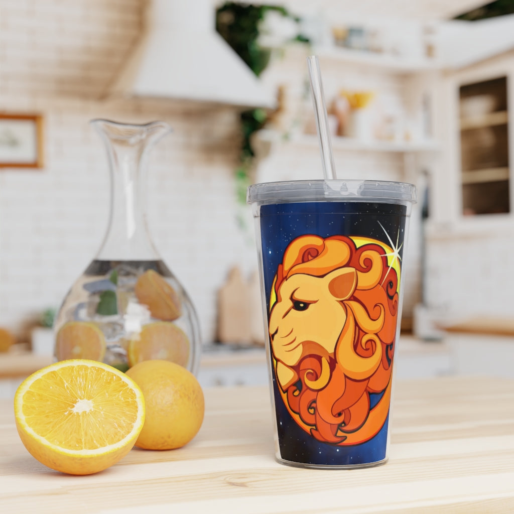 Zodiac Sign Leo - 20oz Plastic Tumbler with Straw