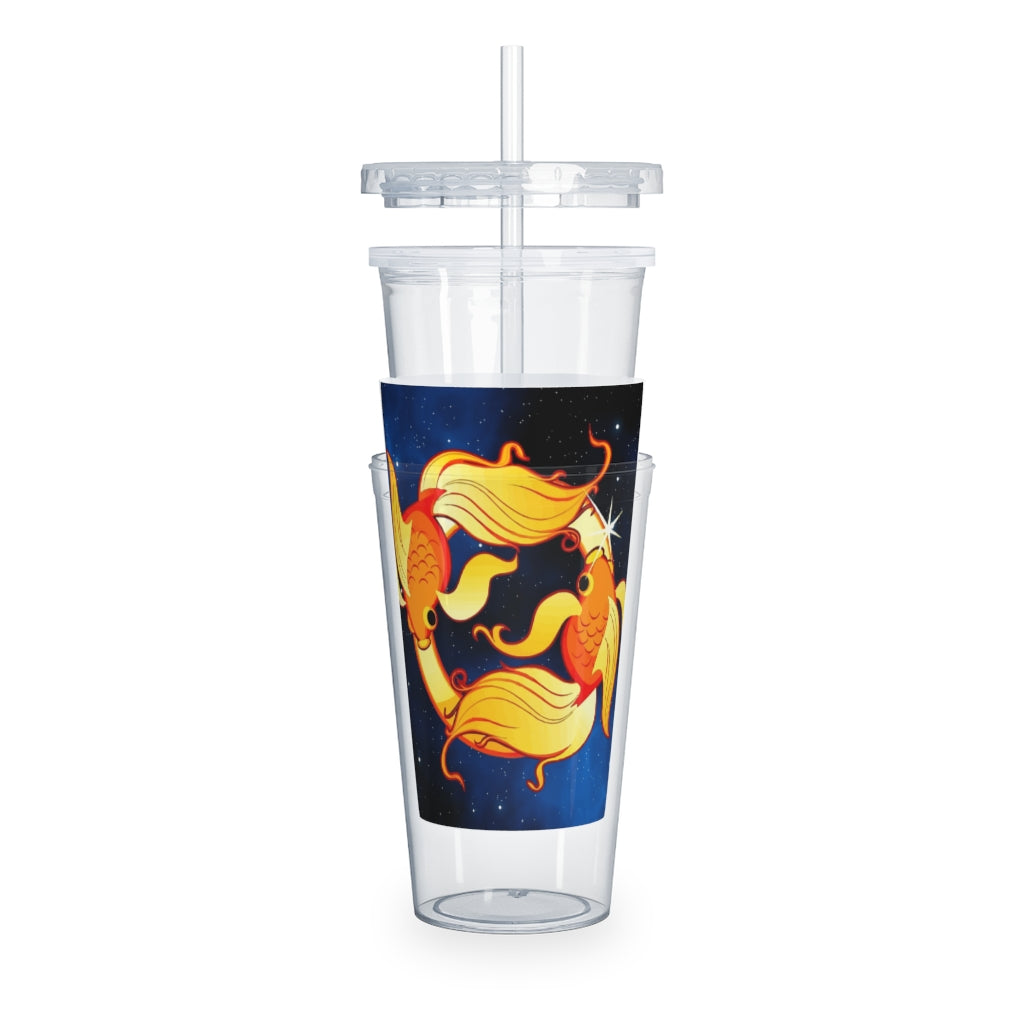Zodiac Sign Pisces - 20oz Plastic Tumbler with Straw