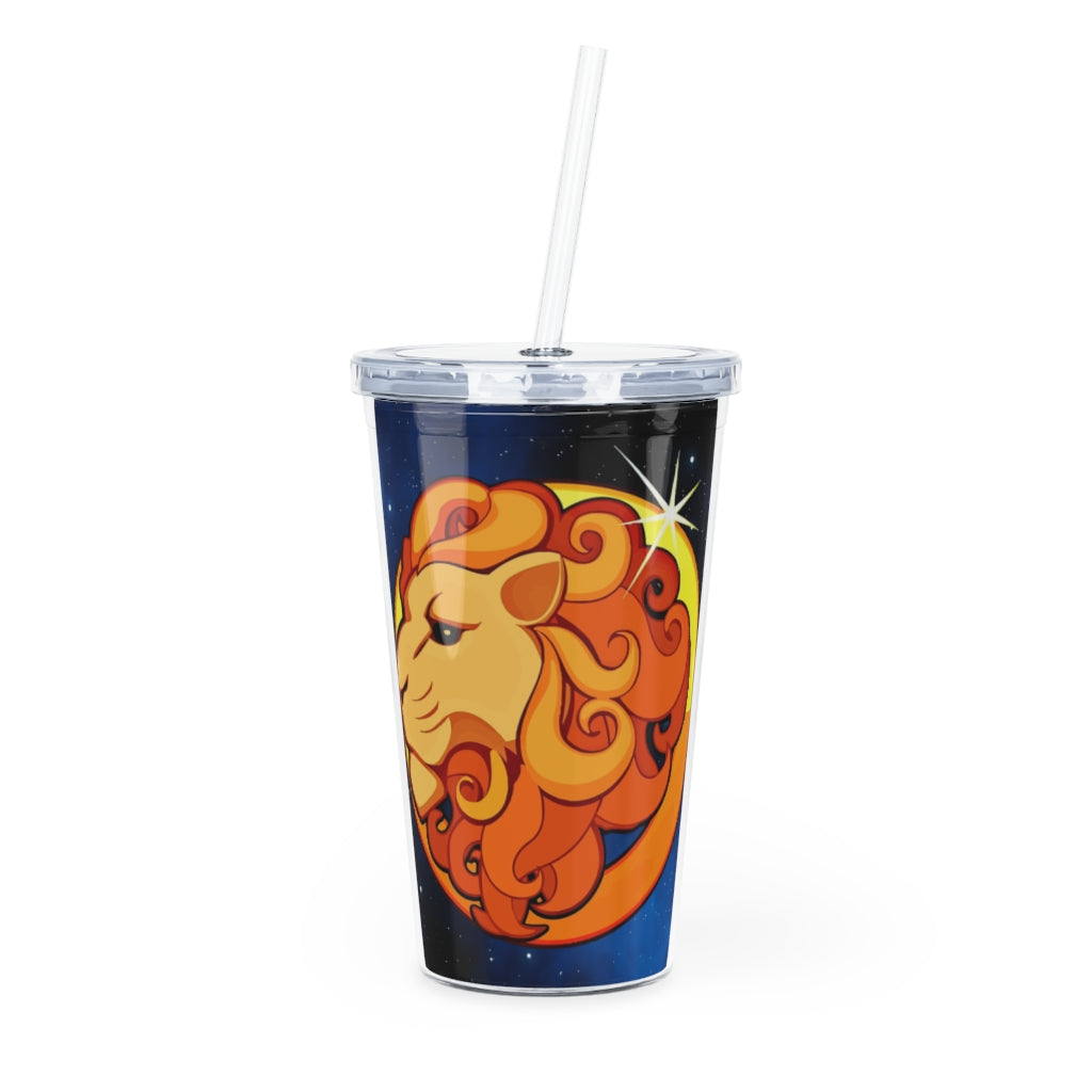Zodiac Sign Leo - 20oz Plastic Tumbler with Straw