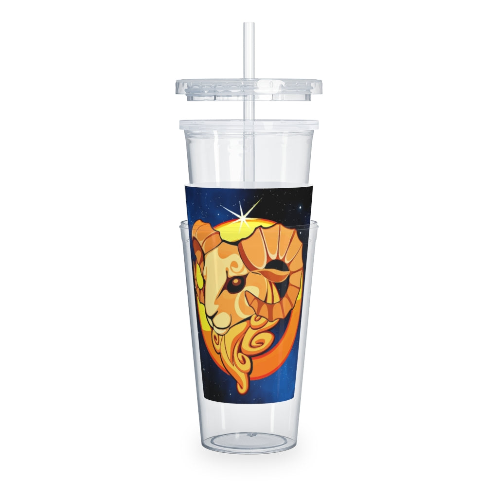 Zodiac Sign Aries - 20oz Plastic Tumbler with Straw