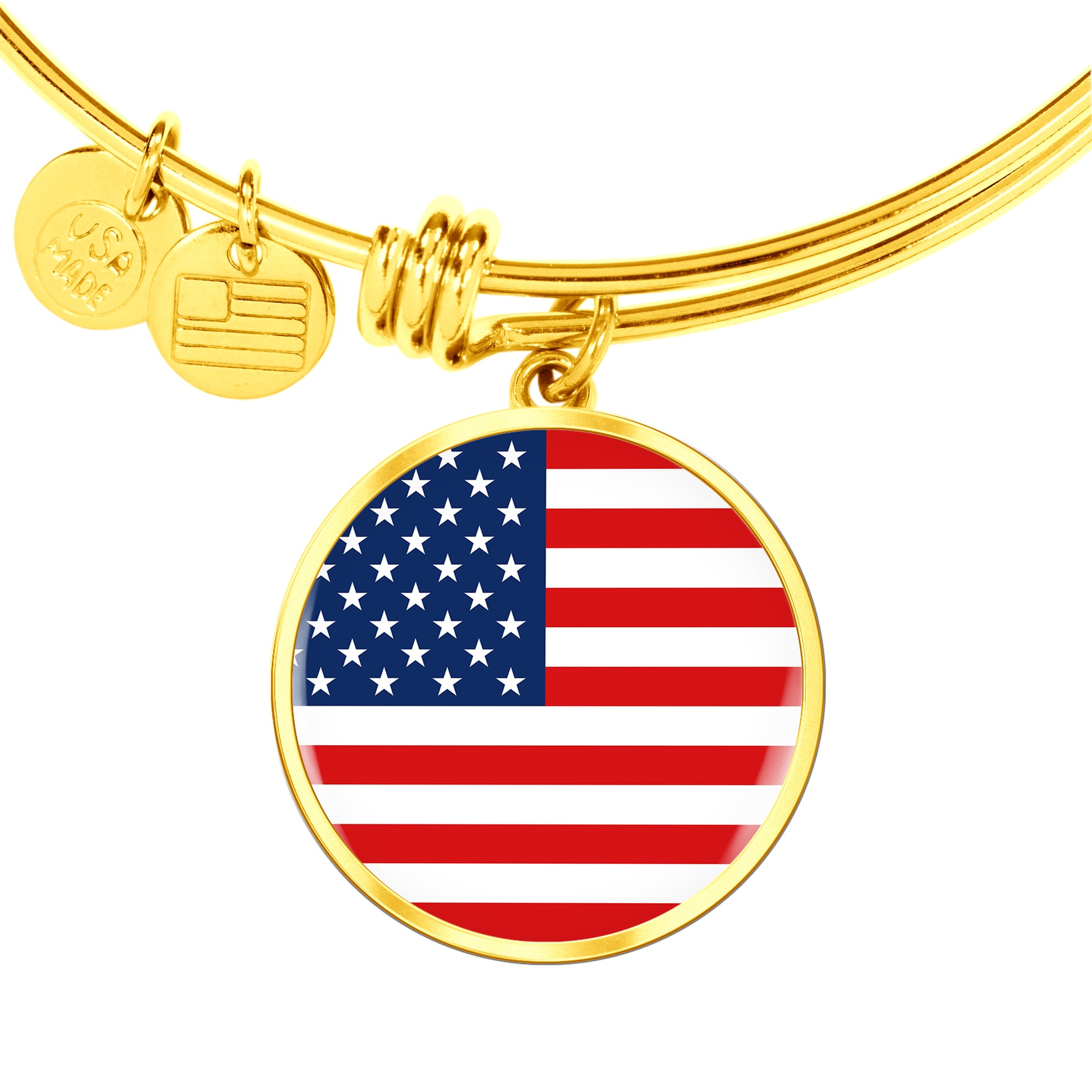 American Flag - 18k Gold Finished Bangle Bracelet