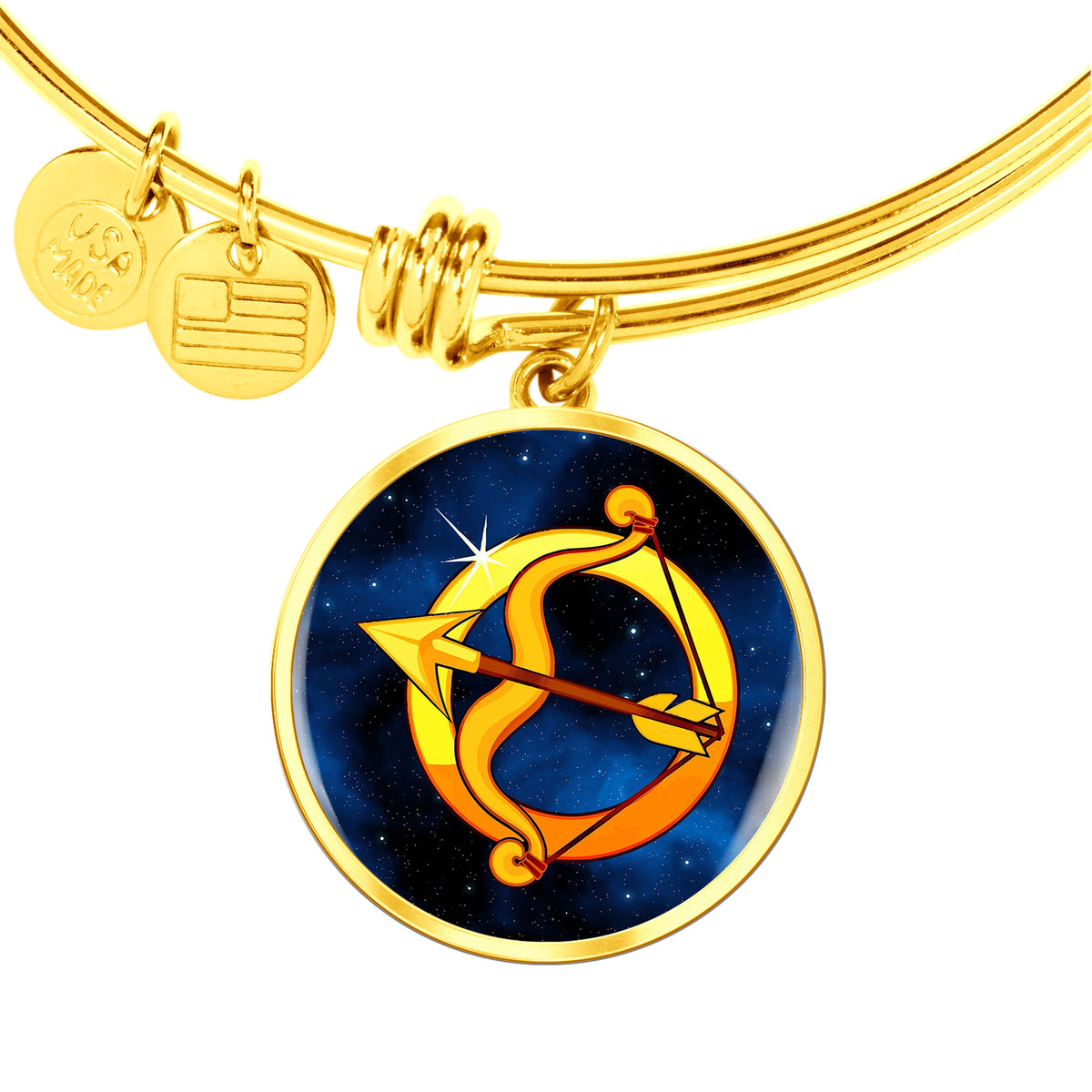 Zodiac Sign Sagittarius - 18k Gold Finished Bangle Bracelet