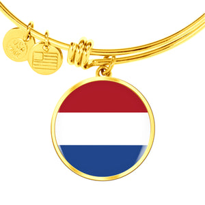 Dutch Flag - 18k Gold Finished Bangle Bracelet