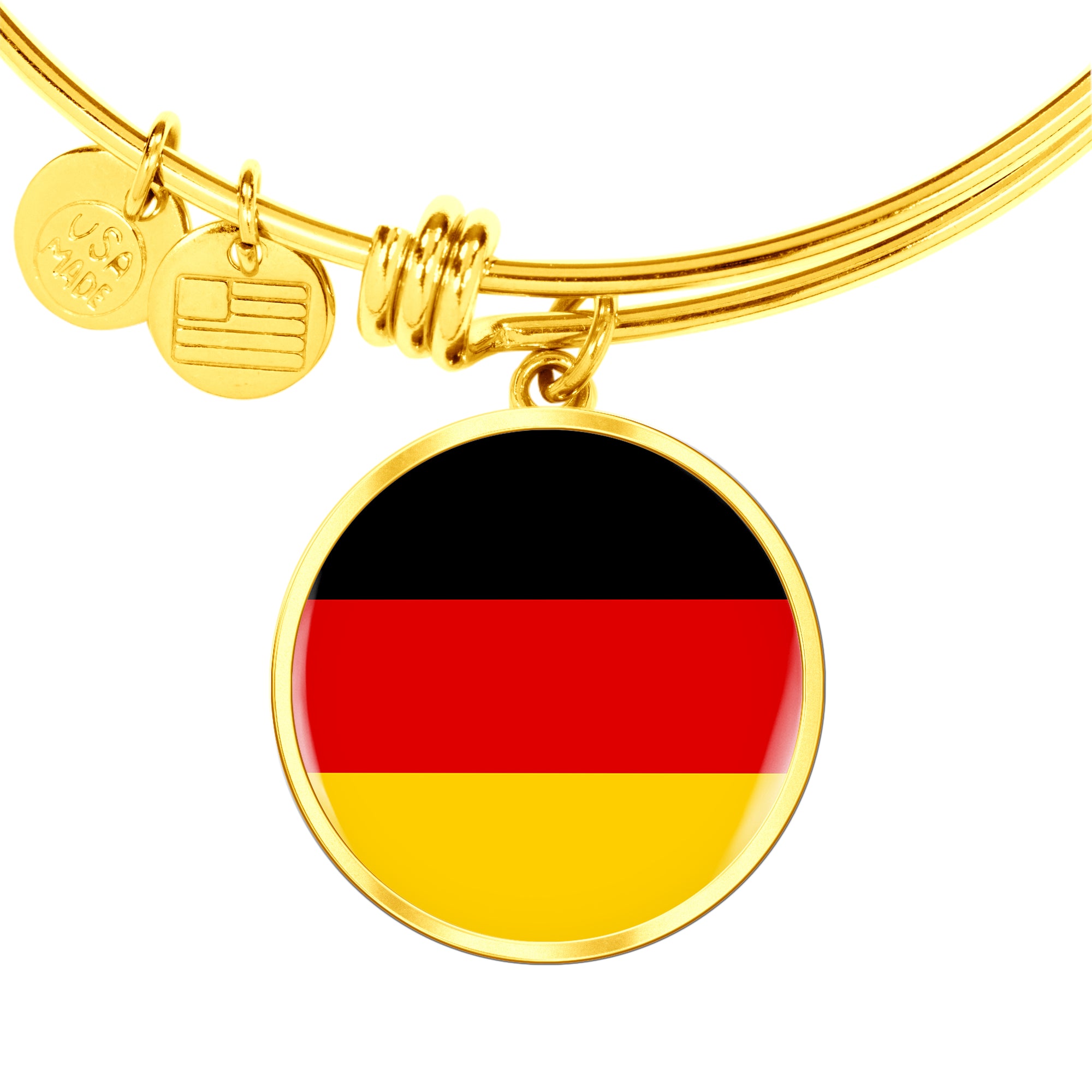 German Flag - 18k Gold Finished Bangle Bracelet