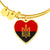 Stylized Tryzub And Red-Black Flag - 18k Gold Finished Heart Pendant Bangle Bracelet