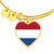 Dutch Flag - 18k Gold Finished Heart Pendant Bangle Bracelet