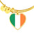 Irish Flag - 18k Gold Finished Heart Pendant Bangle Bracelet