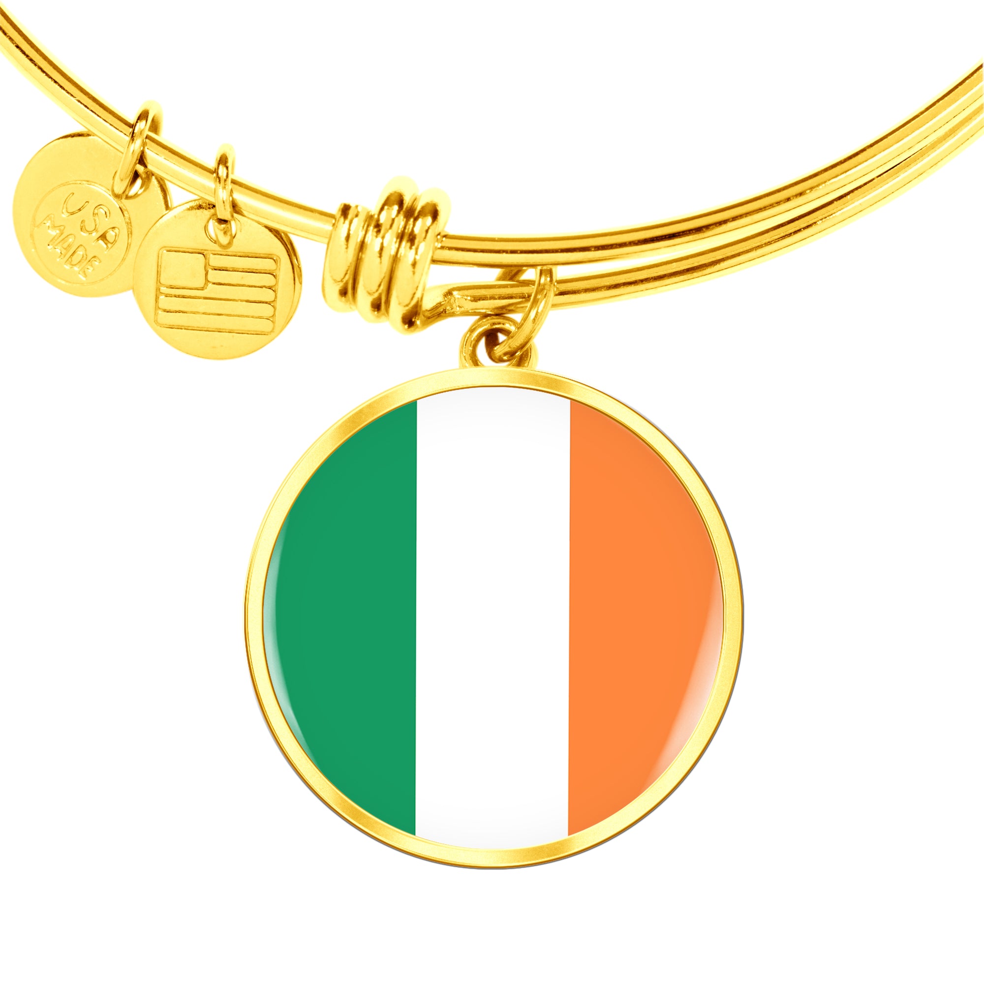 Irish Flag - 18k Gold Finished Bangle Bracelet