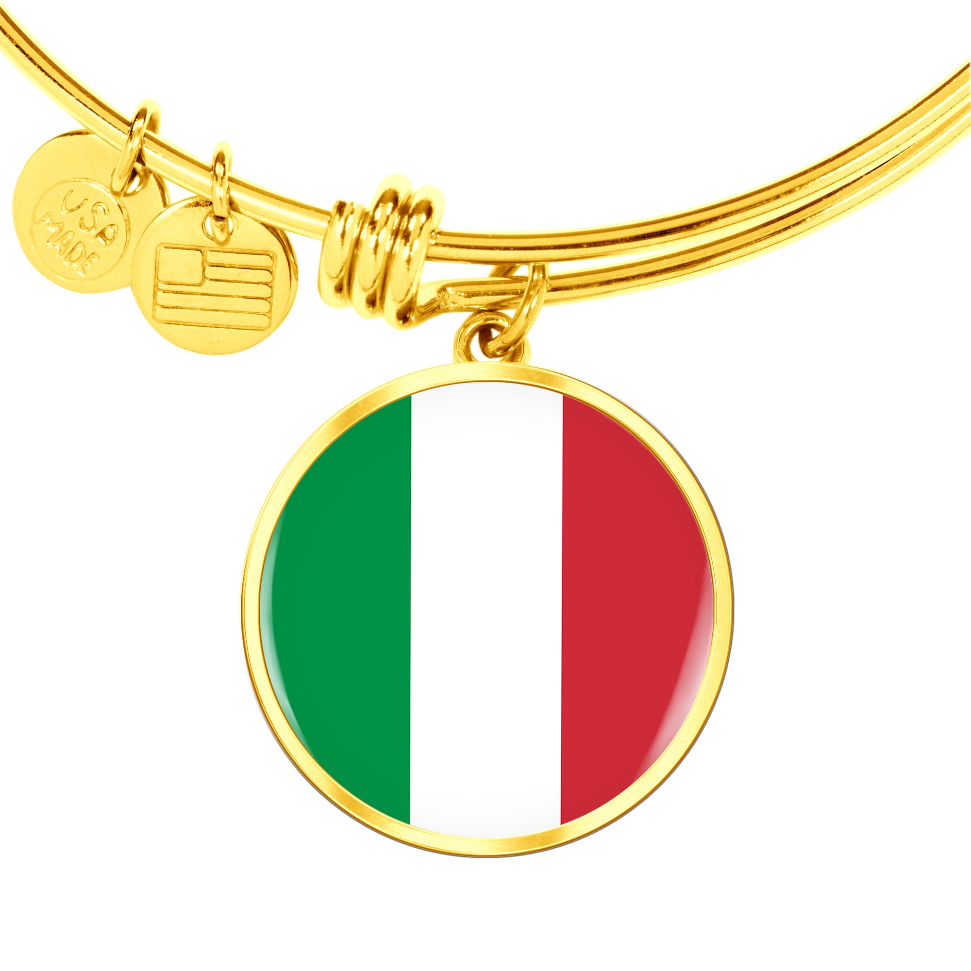 Italian Flag - 18k Gold Finished Bangle Bracelet