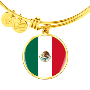 Mexican Flag - 18k Gold Finished Bangle Bracelet