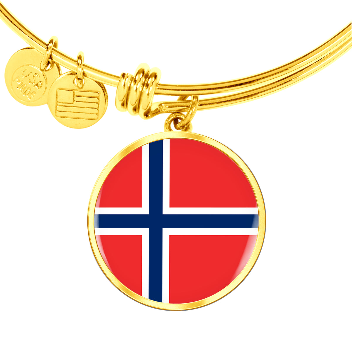Norwegian Flag - 18k Gold Finished Bangle Bracelet