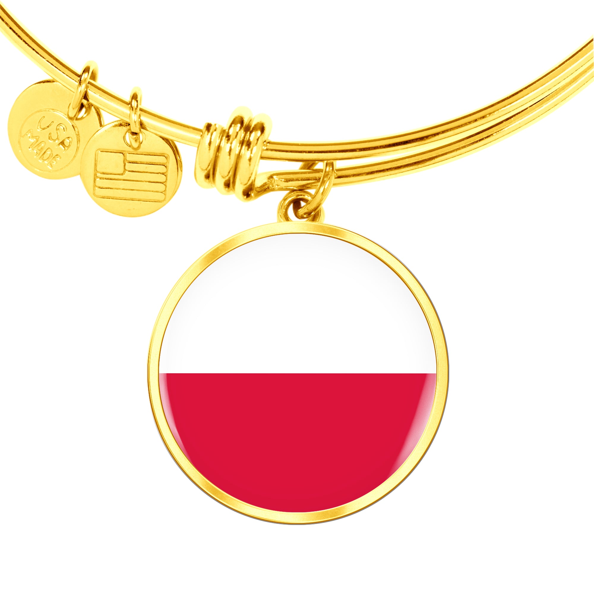 Polish Flag - 18k Gold Finished Bangle Bracelet