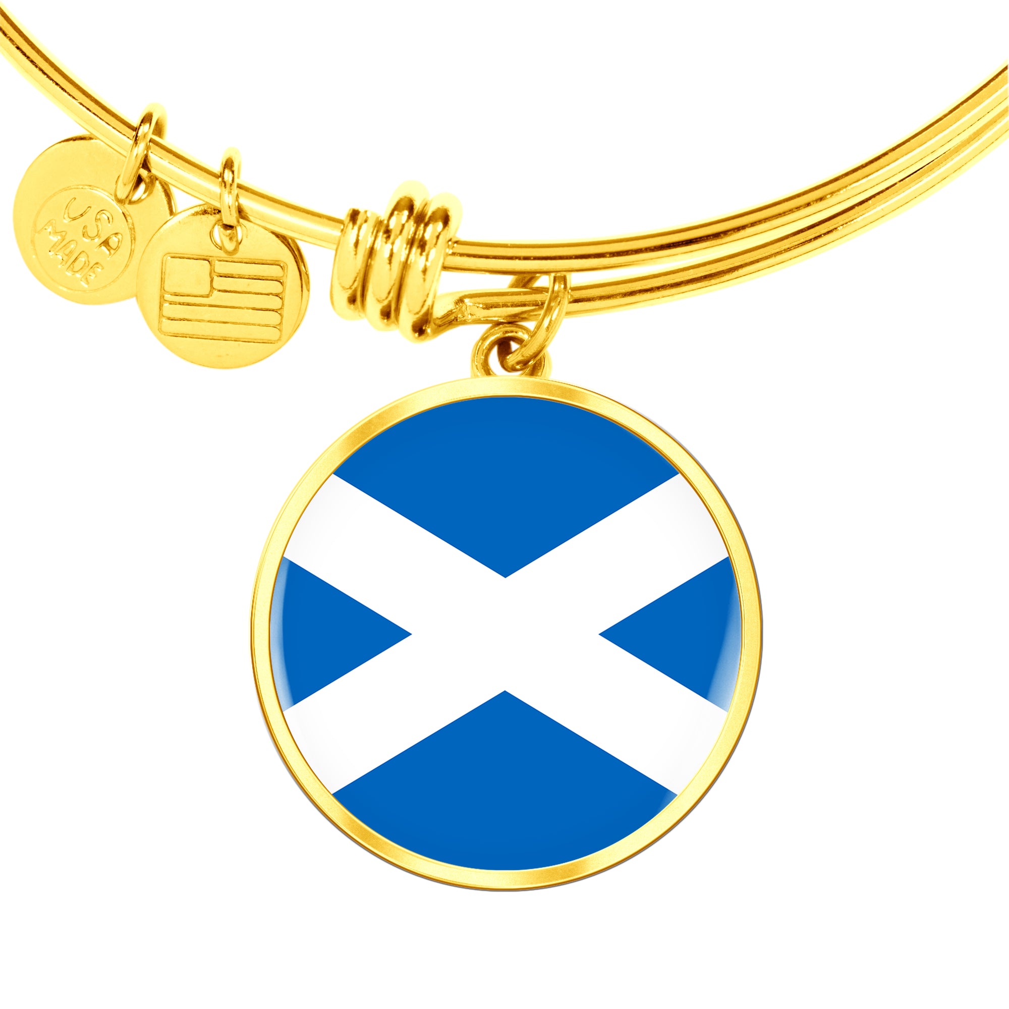 Scottish Flag - 18k Gold Finished Bangle Bracelet