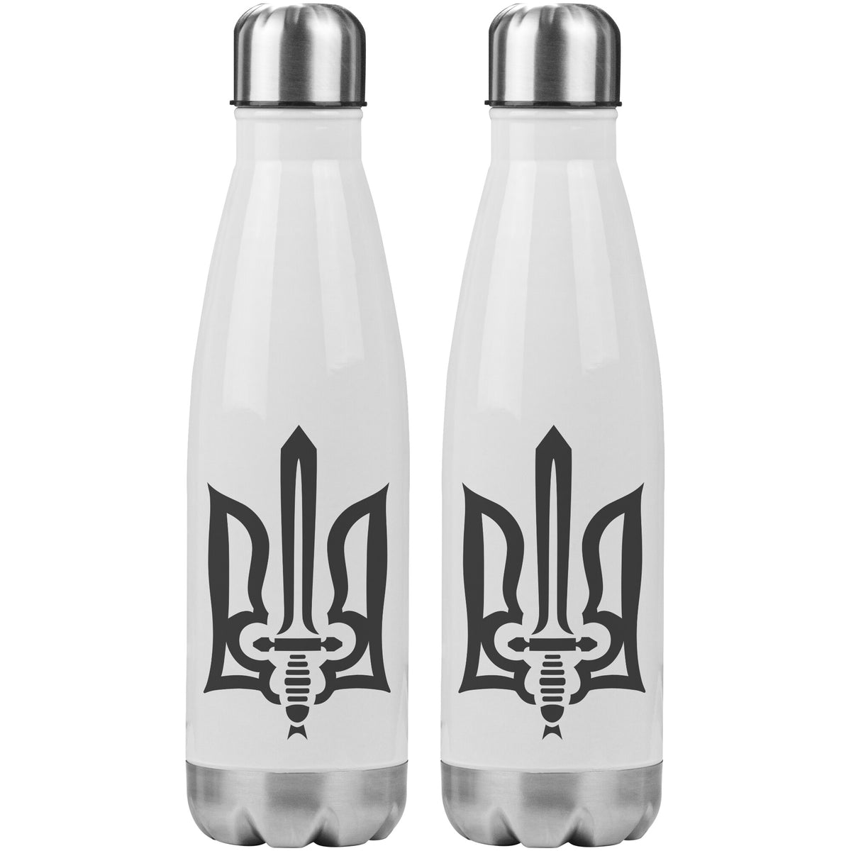 Stylized Tryzub (Black) - 20oz Insulated Water Bottle