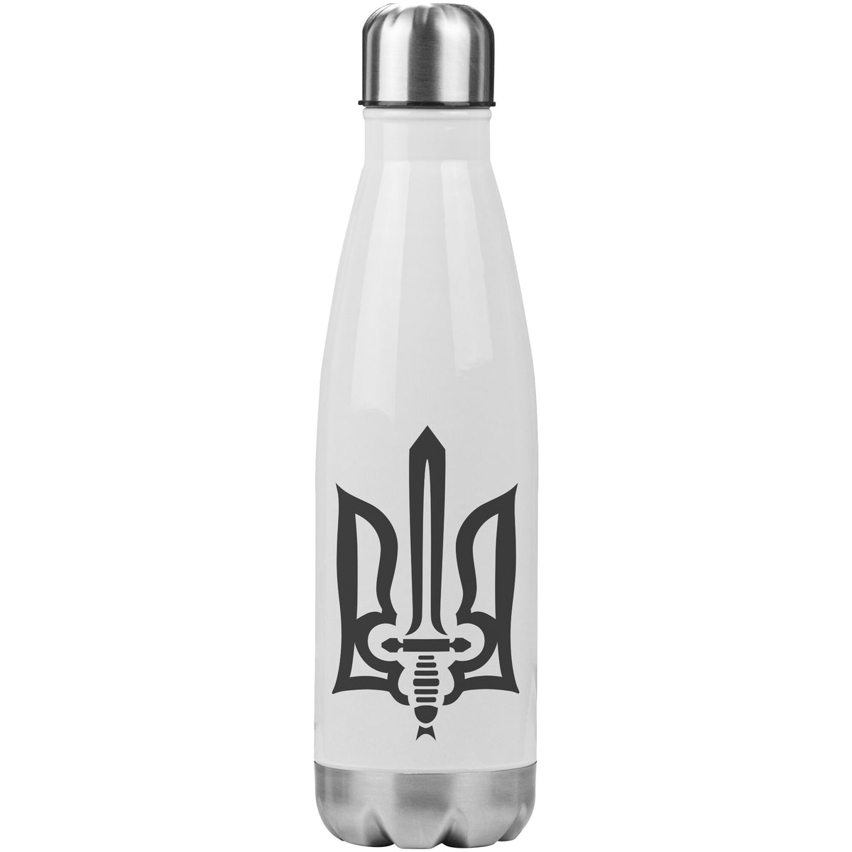 Stylized Tryzub (Black) - 20oz Insulated Water Bottle