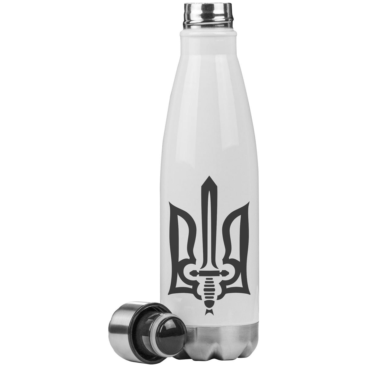 Stylized Tryzub (Black) - 20oz Insulated Water Bottle
