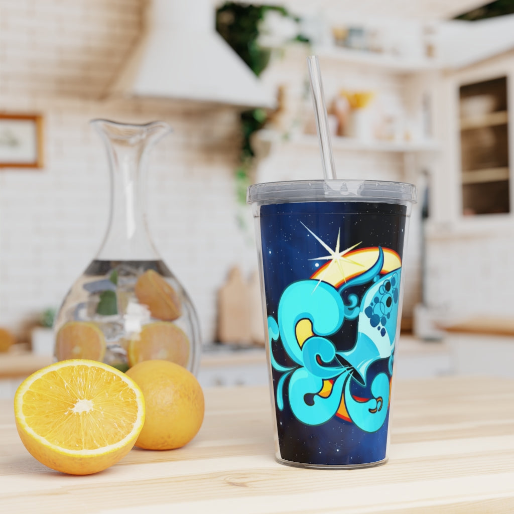 Zodiac Sign Aquarius - 20oz Plastic Tumbler with Straw