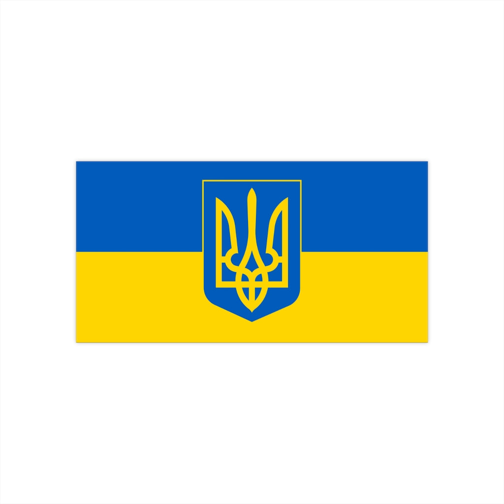 Tryzub And Flag Of Ukraine - 7.5" x 3.75" Bumper Sticker