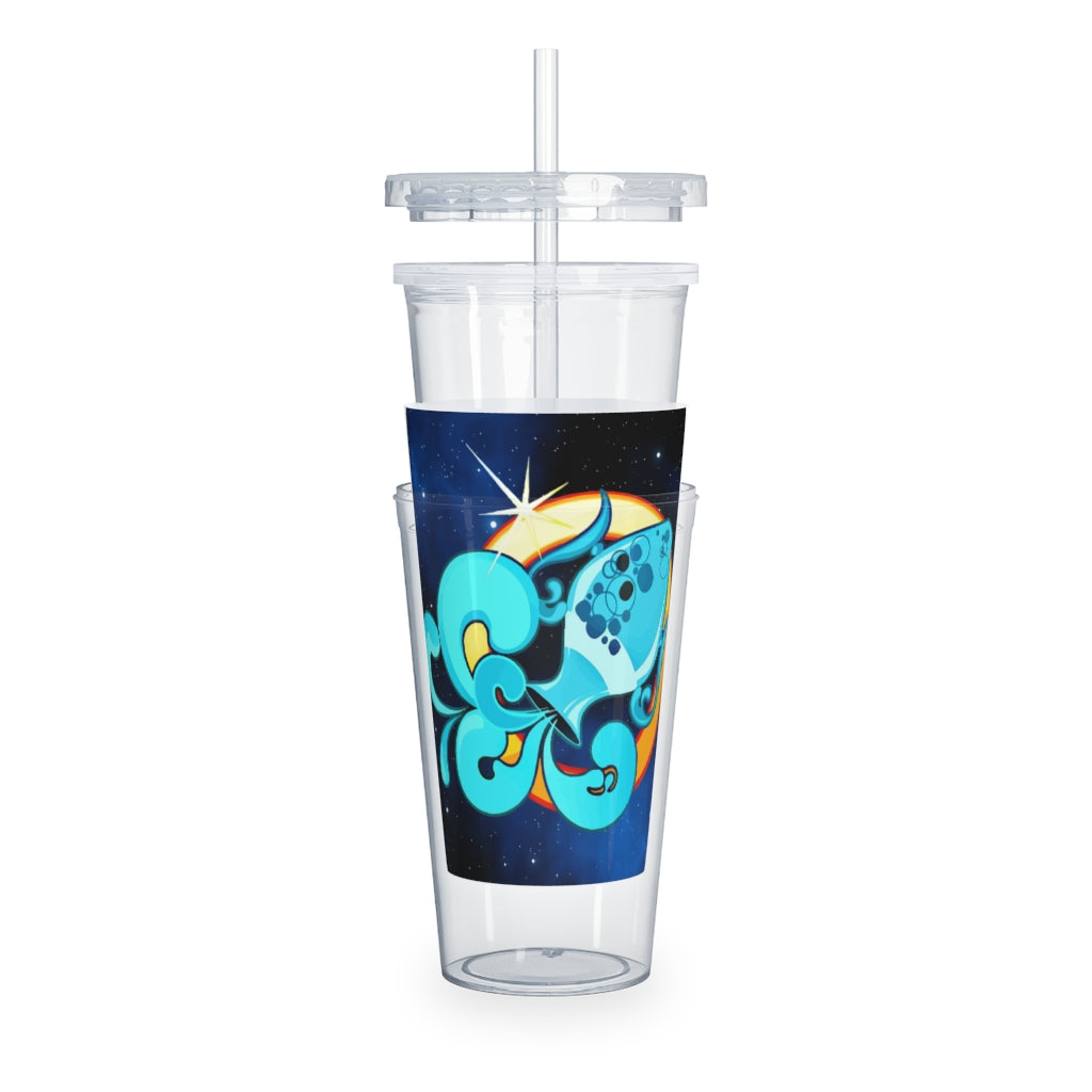 Zodiac Sign Aquarius - 20oz Plastic Tumbler with Straw