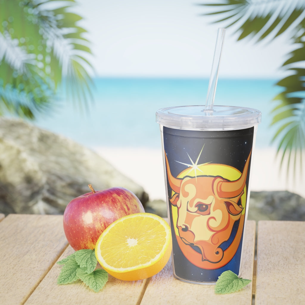 Zodiac Sign Taurus - 20oz Plastic Tumbler with Straw