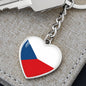 Czech Flag - Heart Pendant Luxury Keychain